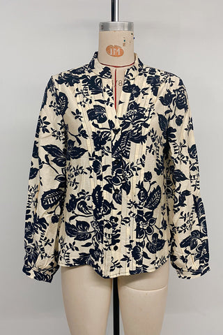 Floral Print Pleated Blouse