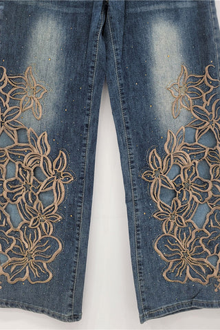 Floral Straight-Leg Jeans