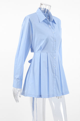 Pleated Button-Front Blouse