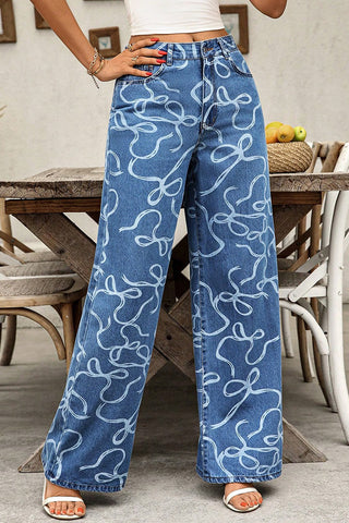 Artistic Pattern Straight Jeans