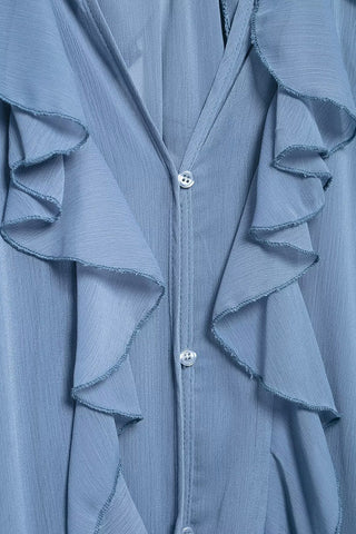 Ruffle-Front Blouse with Flowing Detail