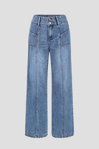 High-Waisted Straight Leg Jeans