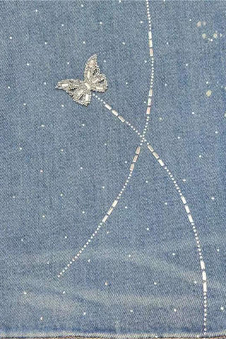 Wide-Leg Straight Jeans with Embellishments