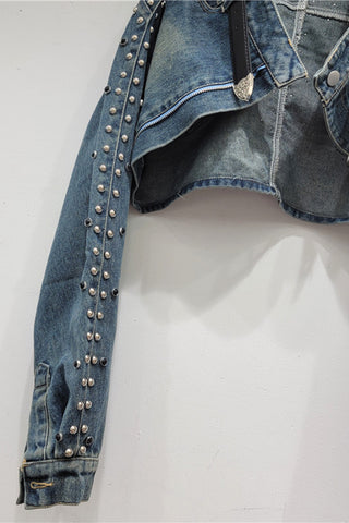 Studded Cropped Denim Jacket