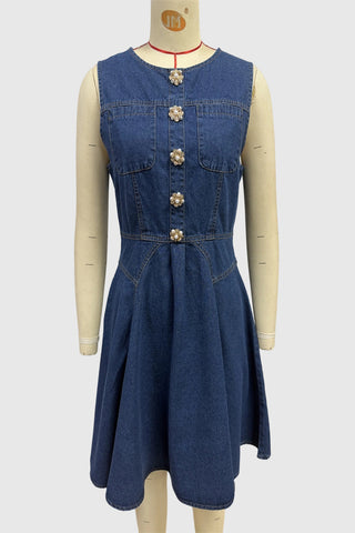 Button-Front Denim Dress