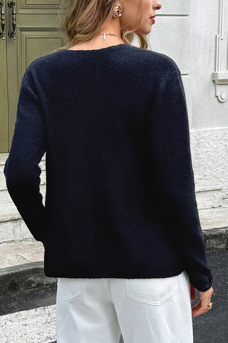 Double-Breasted V-Neck Cardigan