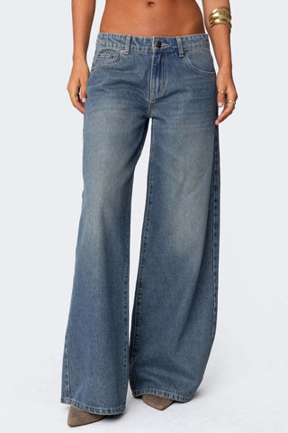 Wide-Leg Casual Denim Pants