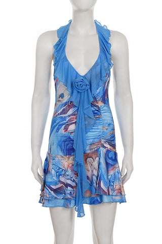 Halter Neck Ruffle Casual Dress