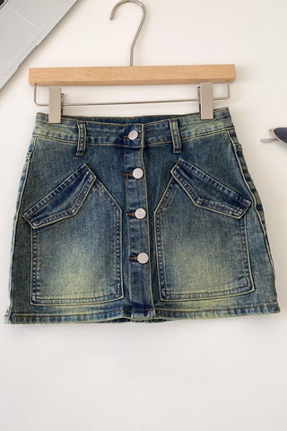 Button-Front Mini Skirt