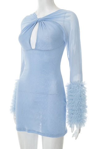 Twist-Front Long Sleeve Dress