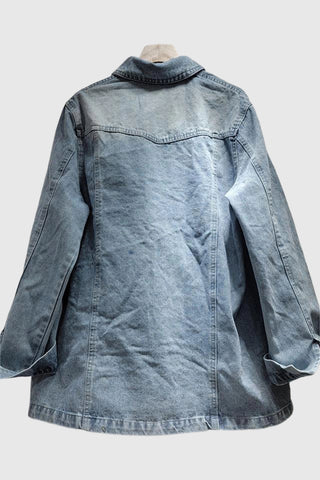 Patterned Collar Denim Jacket