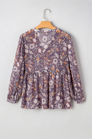 Floral Print V-Neck Blouse