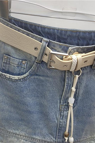 Frayed Hem Denim Mini Skirt