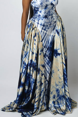 Tie-Dye Halter Evening Dress