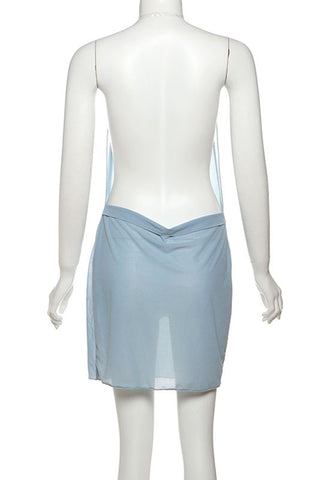 Halter Neck Casual Dress with Draped Detail