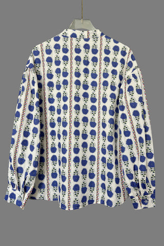 Patterned Button-Up Blouse