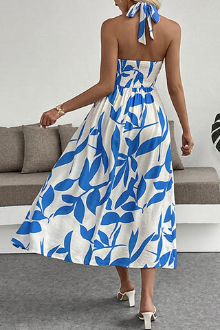 Halter Neck Printed Midi Dress