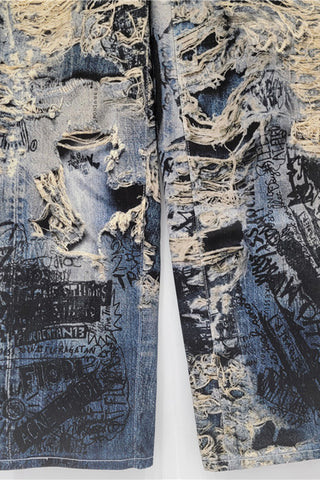 Distressed Straight-Leg Jeans