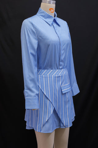 Striped Skirt Set with Button Top