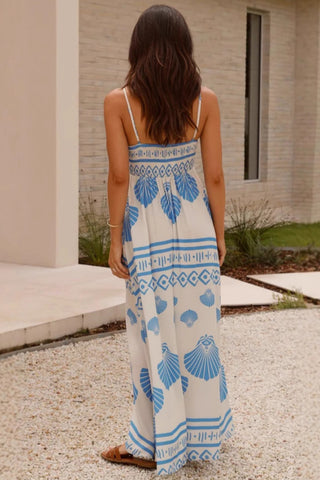 Strappy Shell Print Maxi Dress