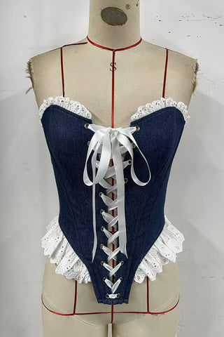 Lace-Up Denim Corset Tank