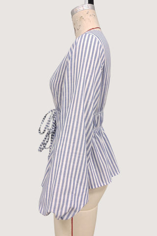 Tie-Front Striped Blouse