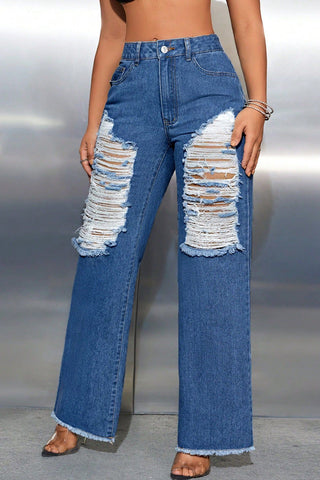 Distressed Straight Jeans