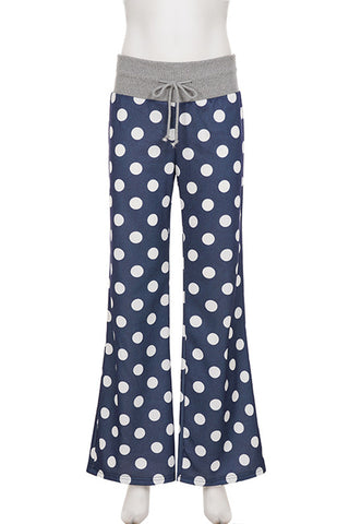 Polka Dot Lounge Pants with Drawstring Waist