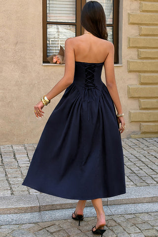 Strapless Midi Casual Dress