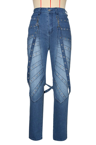 Embellished Straight-Leg Denim Jeans