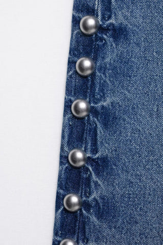 Pearl-Embellished Straight-Leg Jeans