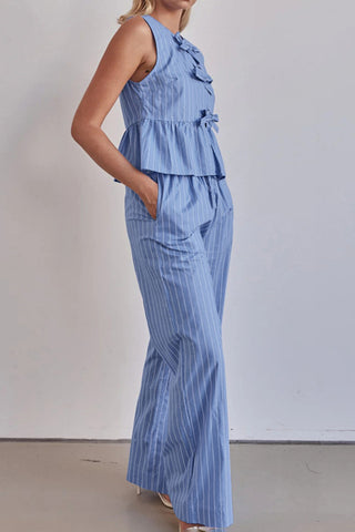 Striped Peplum Pants Set