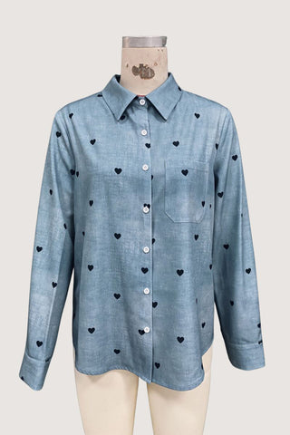 Heart Pattern Button-Front Shirt