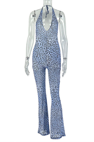 Halter Neck Animal Print Jumpsuit