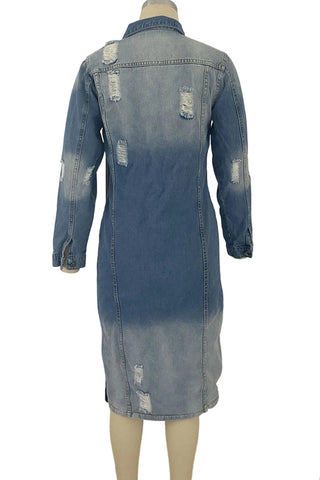 Longline Button-Front Denim Jacket