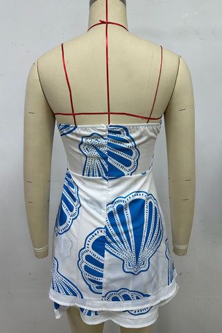 Shell Print Strapless Mini Dress