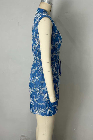 Patterned Button-Up Romper