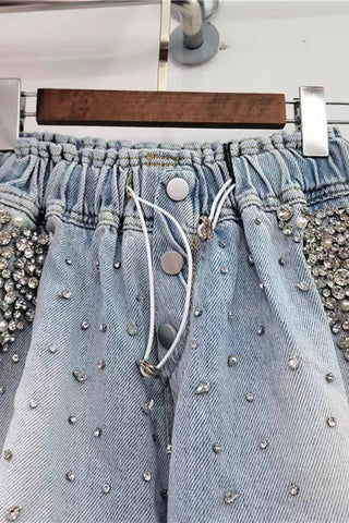 Embellished Button-Front Casual Shorts