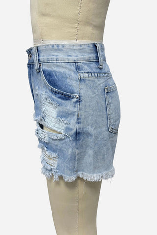 Distressed Denim Shorts