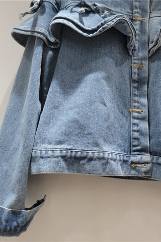 Ruffle-Trimmed Denim Jacket
