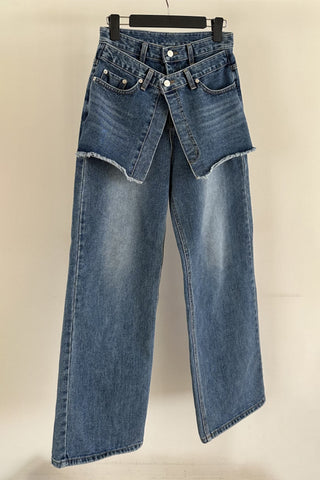 Distinctive Layered Straight Jeans