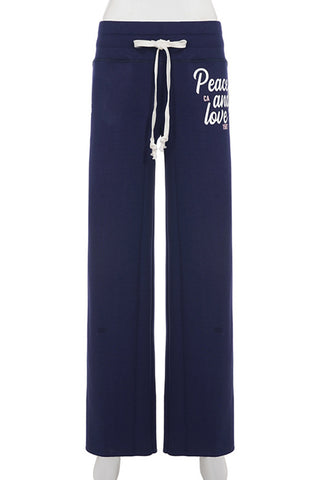 Wide-Leg Drawstring Casual Pants