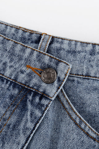 High-Waist Split Denim Skirt