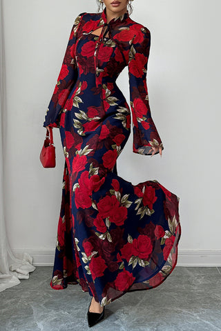 Floral Maxi Dress with Bell Sleeves