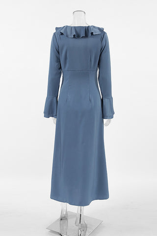 Ruffled Button-Down Casual Dress