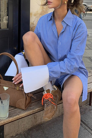 Striped Button-Front Suit Set