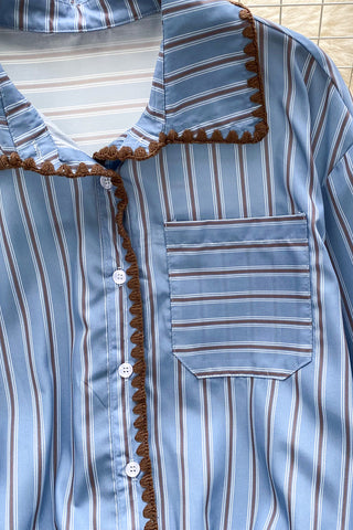 Striped Shirt with Belt Detail