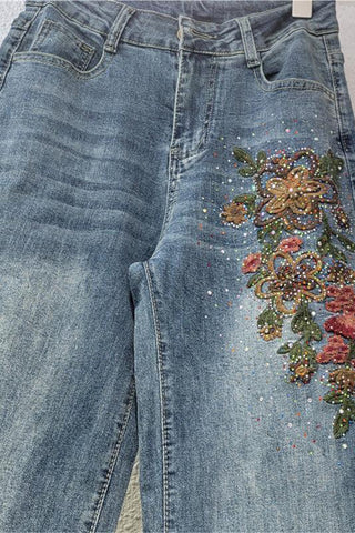 Floral Wide-Leg Jeans