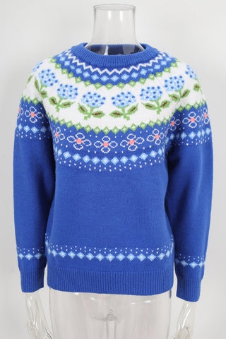 Floral Patterned Knit Sweater