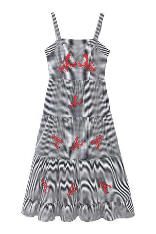 Lobster Motif Gingham Maxi Dress